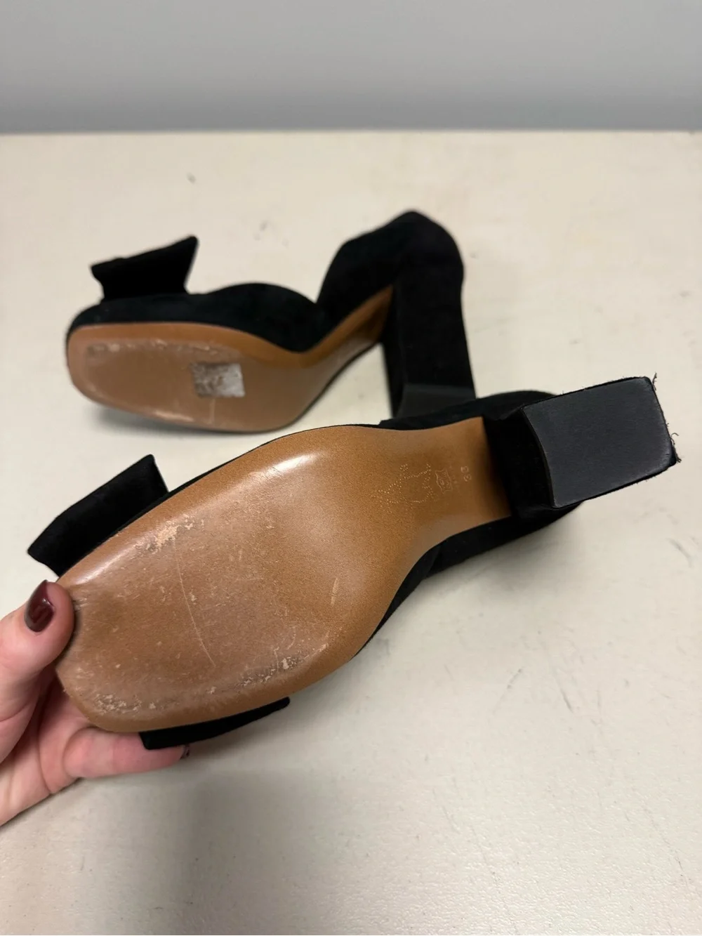 Marni Black Suede Bow heels